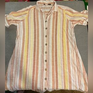 Striped Button-Up Shirt Dress 100%‎ Cotton